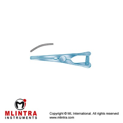 Mini-Glover Vena Atrauma Bulldog Clamp Gently Curved Titanium, 30 mm Jaw Length 9 mm